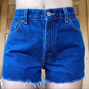 Dark Wash Levi’s 505 Relaxed Fit Cutoff Shorts